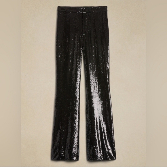 Banana Republic Black Sequin Wide-Leg Pants - Picture 11 of 13